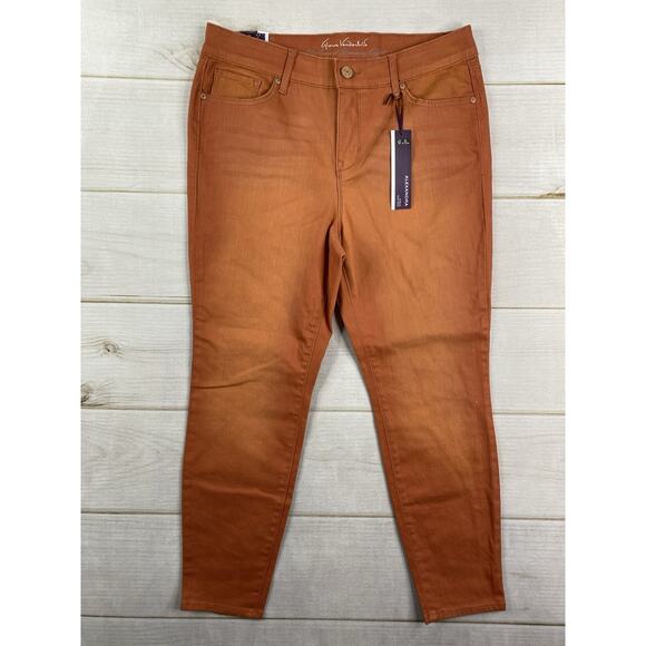 Gloria Vanderbilt Womens Jeans Alexandra Sz 10 Petite Orange All Around Slimming - Picture 1 of 9